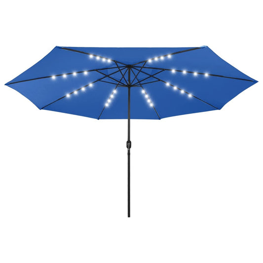 vidaXL Garden Parasol with LED Lights 400 cm Azure Blue