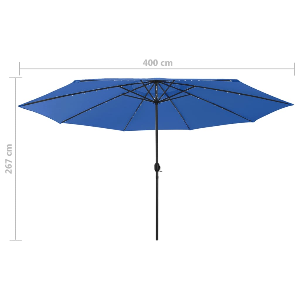 vidaXL Garden Parasol with LED Lights 400 cm Azure Blue