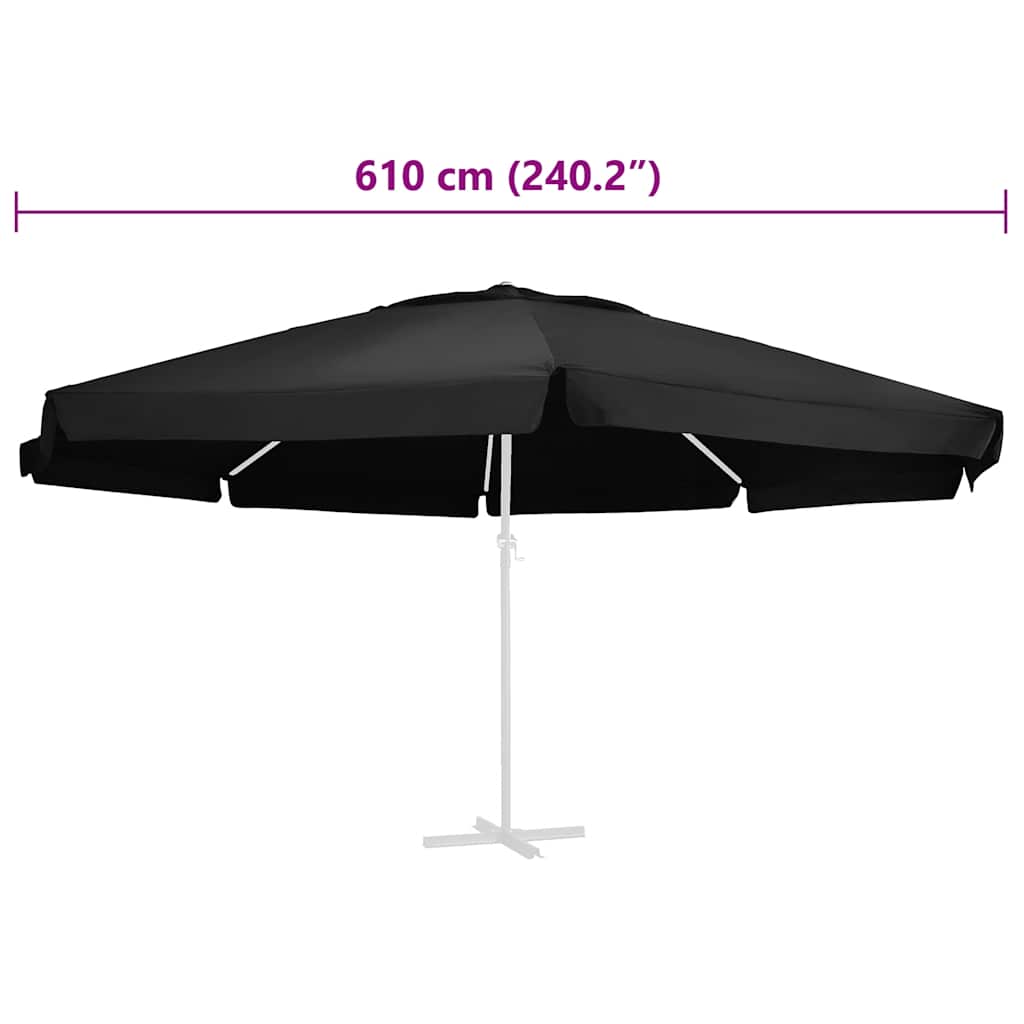 312552 vidaXL Replacement Fabric for Outdoor Parasol Black 610 cm