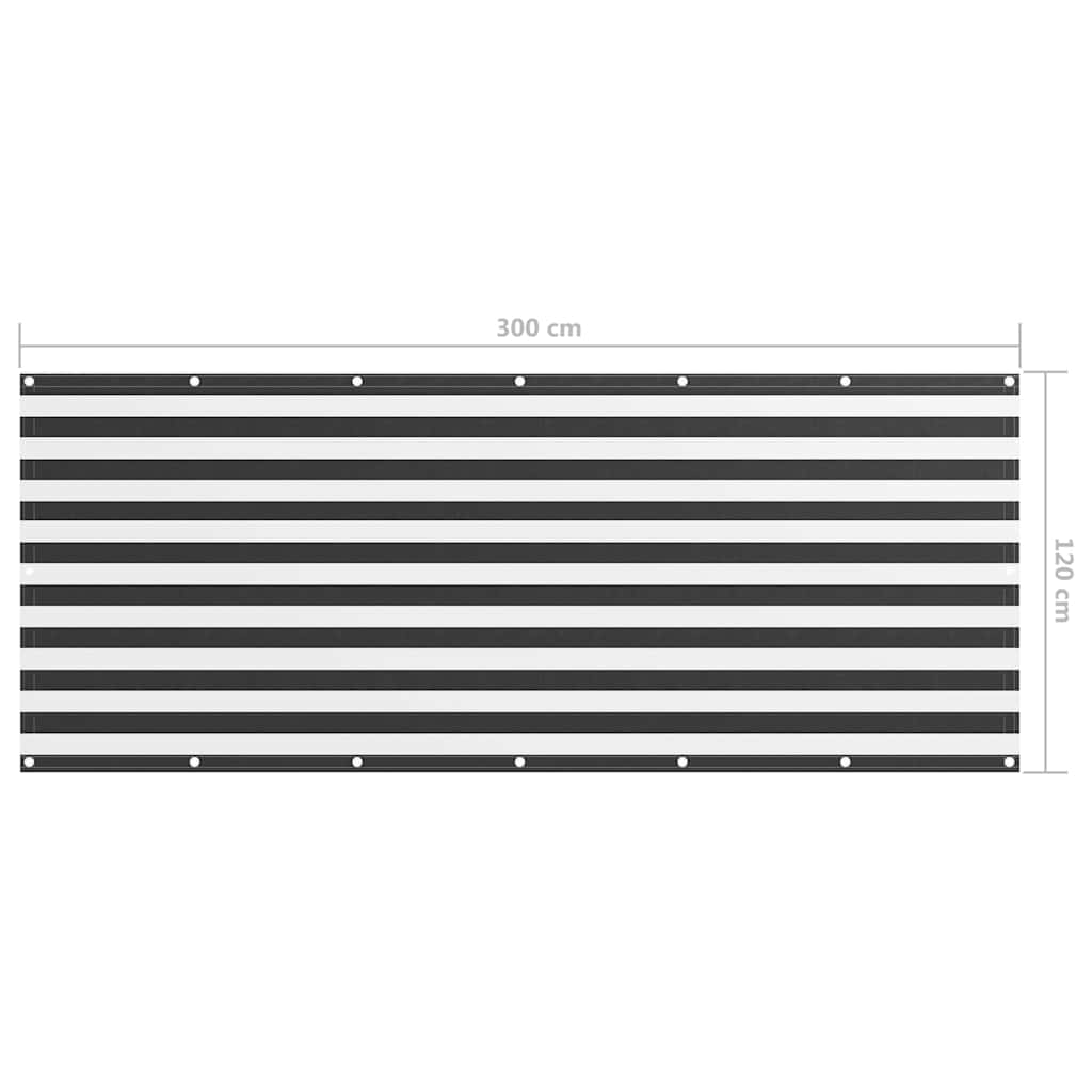 134884 vidaXL Balcony Screen Anthracite and White 120x300 cm Oxford Fabric