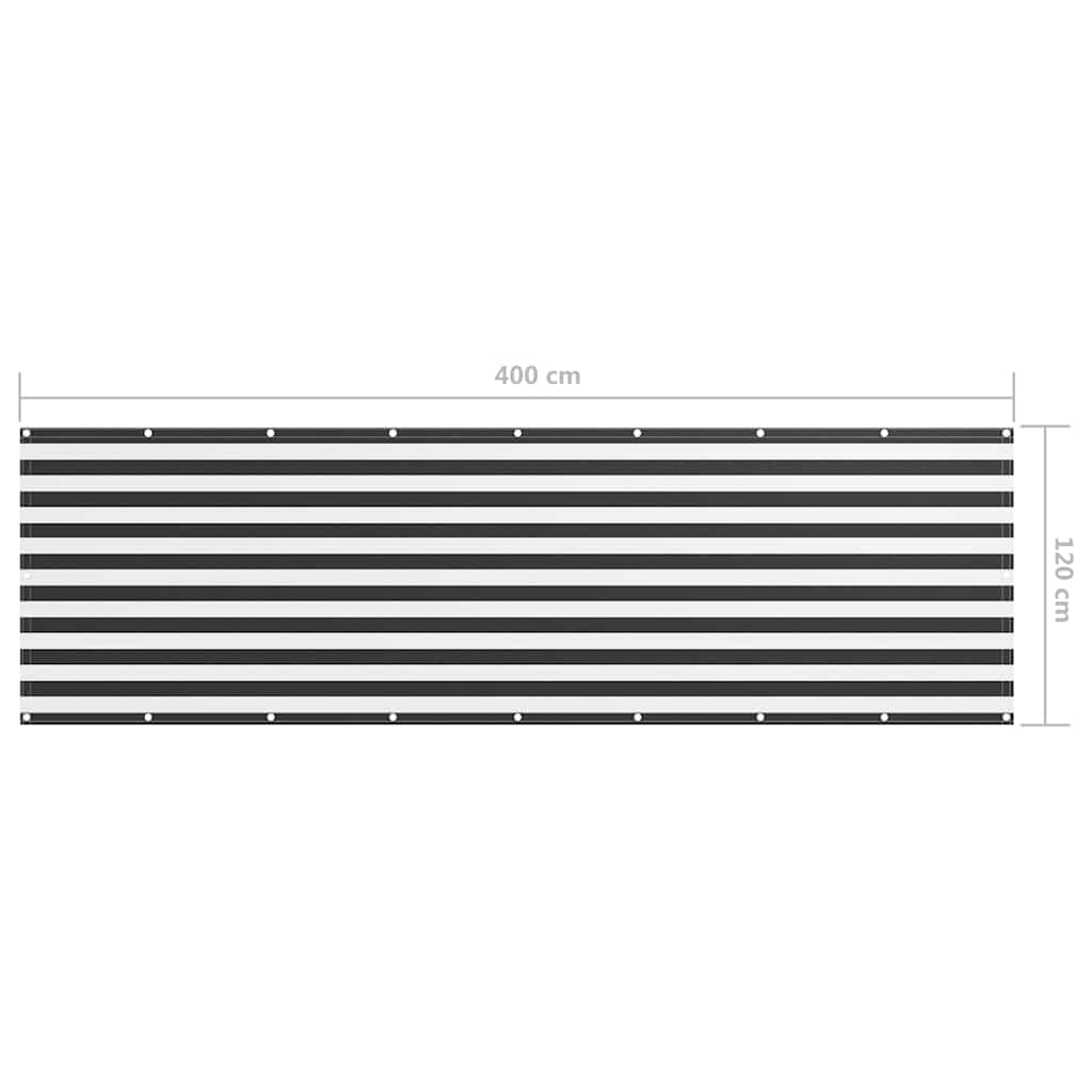 134885 vidaXL Balcony Screen Anthracite and White 120x400 cm Oxford Fabric