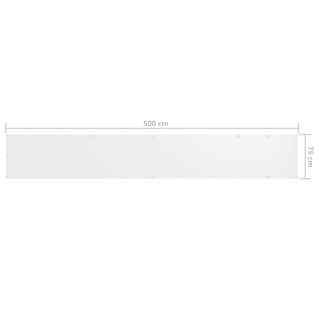 134890 vidaXL Balcony Screen White 75x500 cm Oxford Fabric