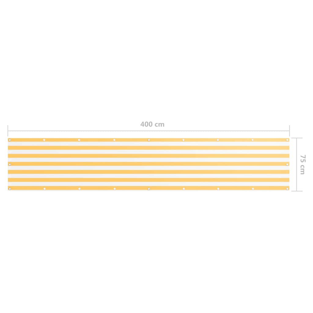 134901 vidaXL Balcony Screen White and Yellow 75x400 cm Oxford Fabric