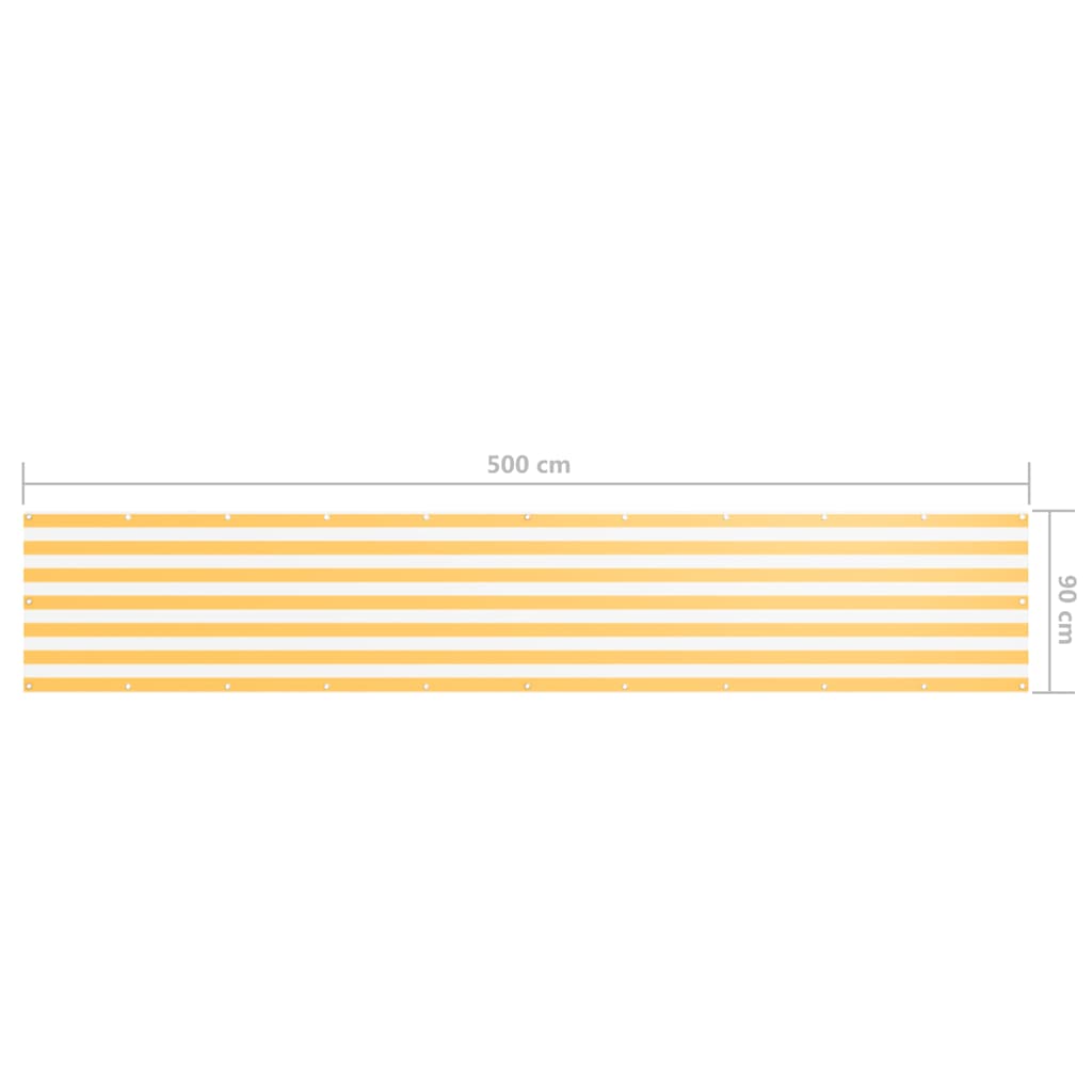 134906 vidaXL Balcony Screen White and Yellow 90x500 cm Oxford Fabric