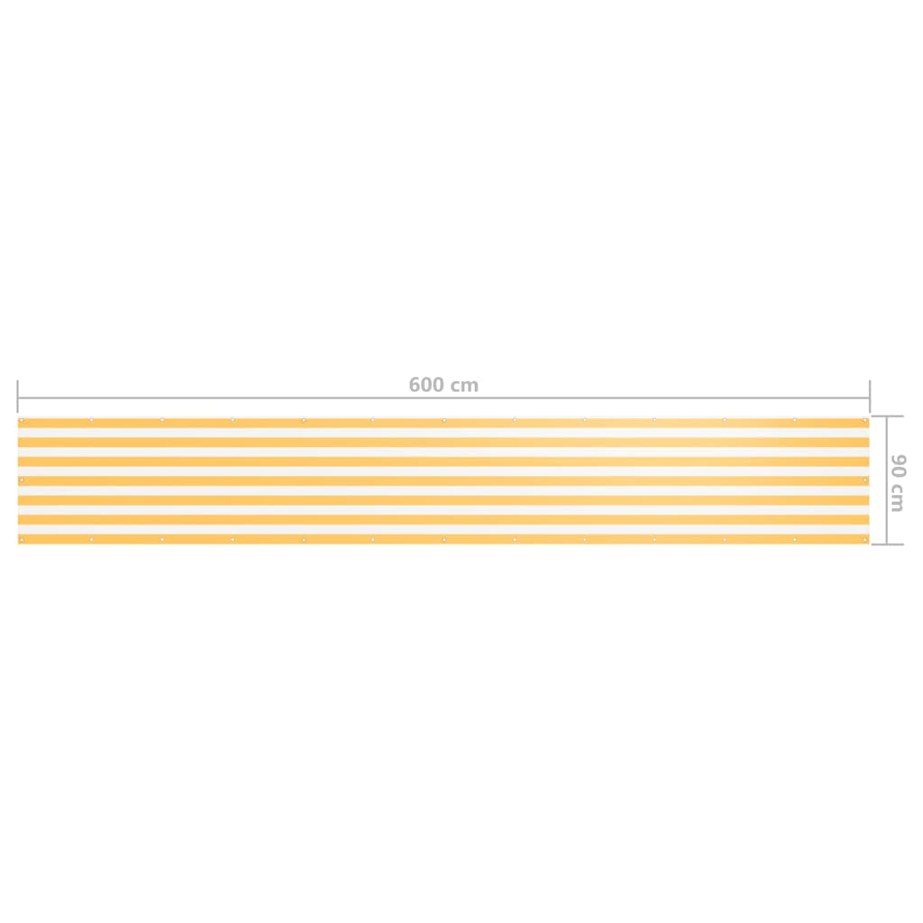 134907 vidaXL Balcony Screen White and Yellow 90x600 cm Oxford Fabric