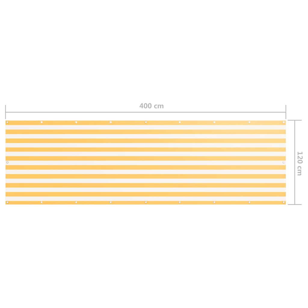 134909 vidaXL Balcony Screen White and Yellow 120x400 cm Oxford Fabric