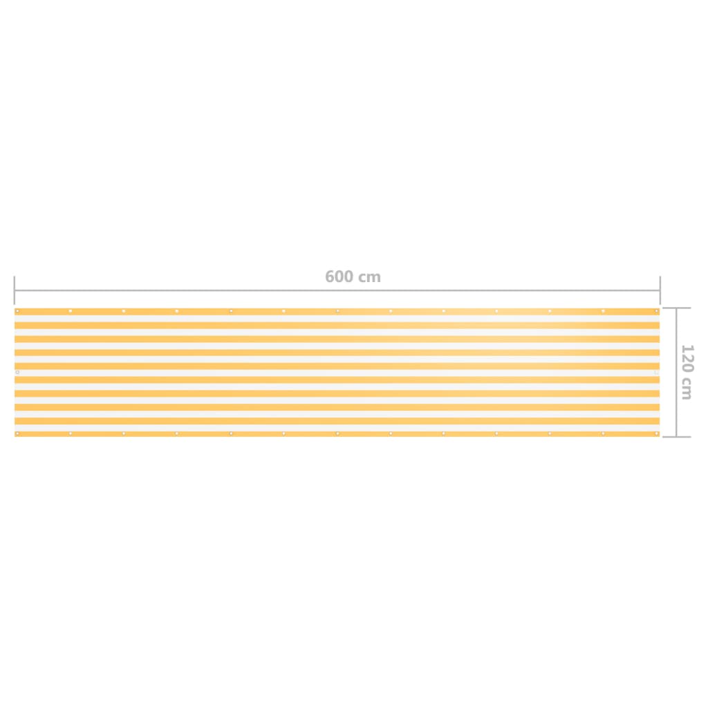 vidaXL Balcony Screen White and Yellow 120x600 cm Oxford Fabric