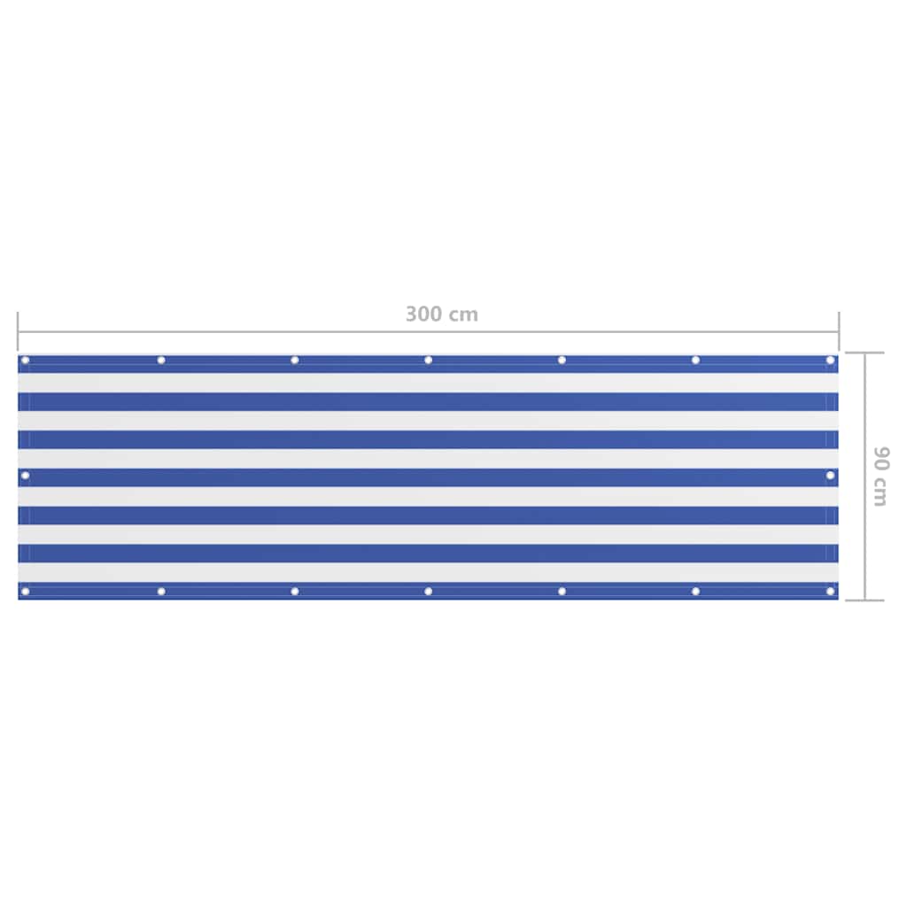 134916 vidaXL Balcony Screen White and Blue 90x300 cm Oxford Fabric