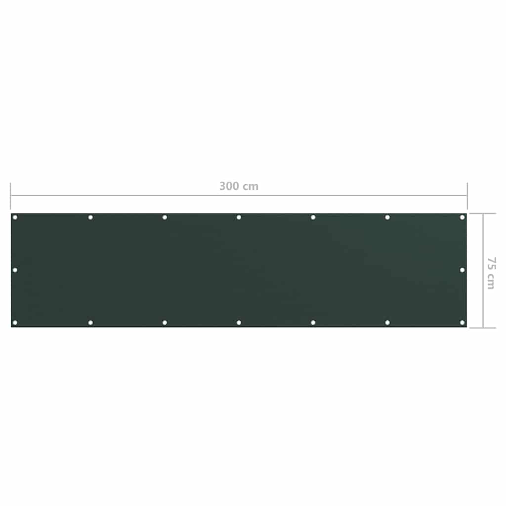 134996 vidaXL Balcony Screen Dark Green 75x300 cm Oxford Fabric