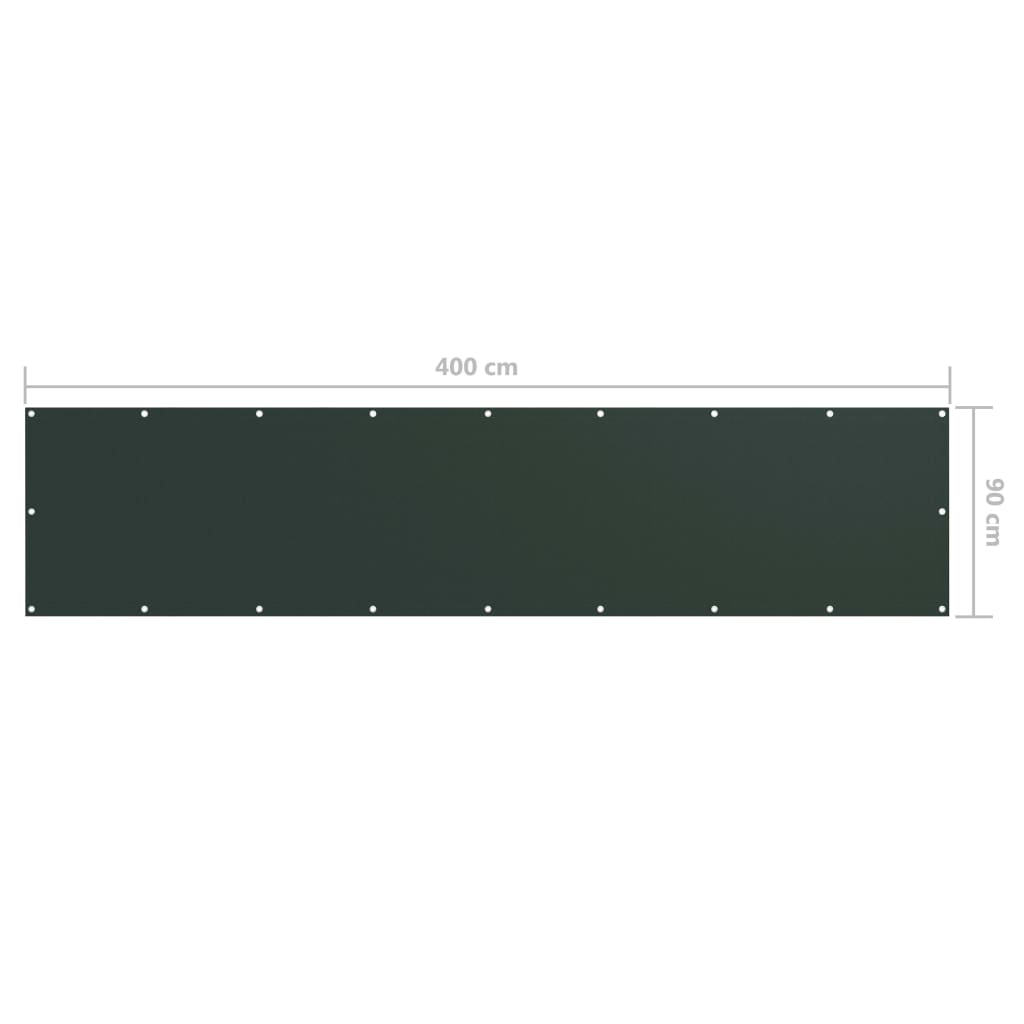vidaXL Balcony Screen Dark Green 90x400 cm Oxford Fabric