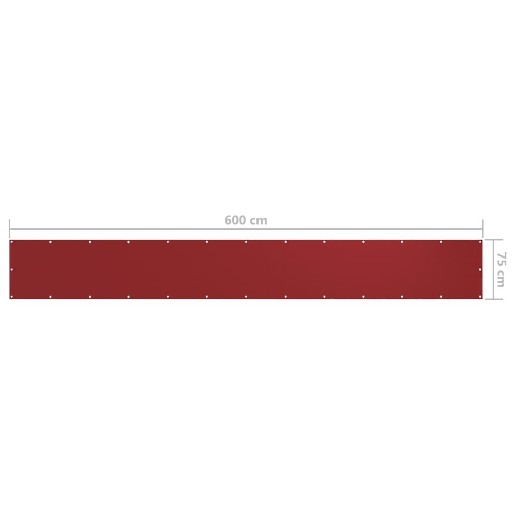 vidaXL Balcony Screen Red 75x600 cm Oxford Fabric