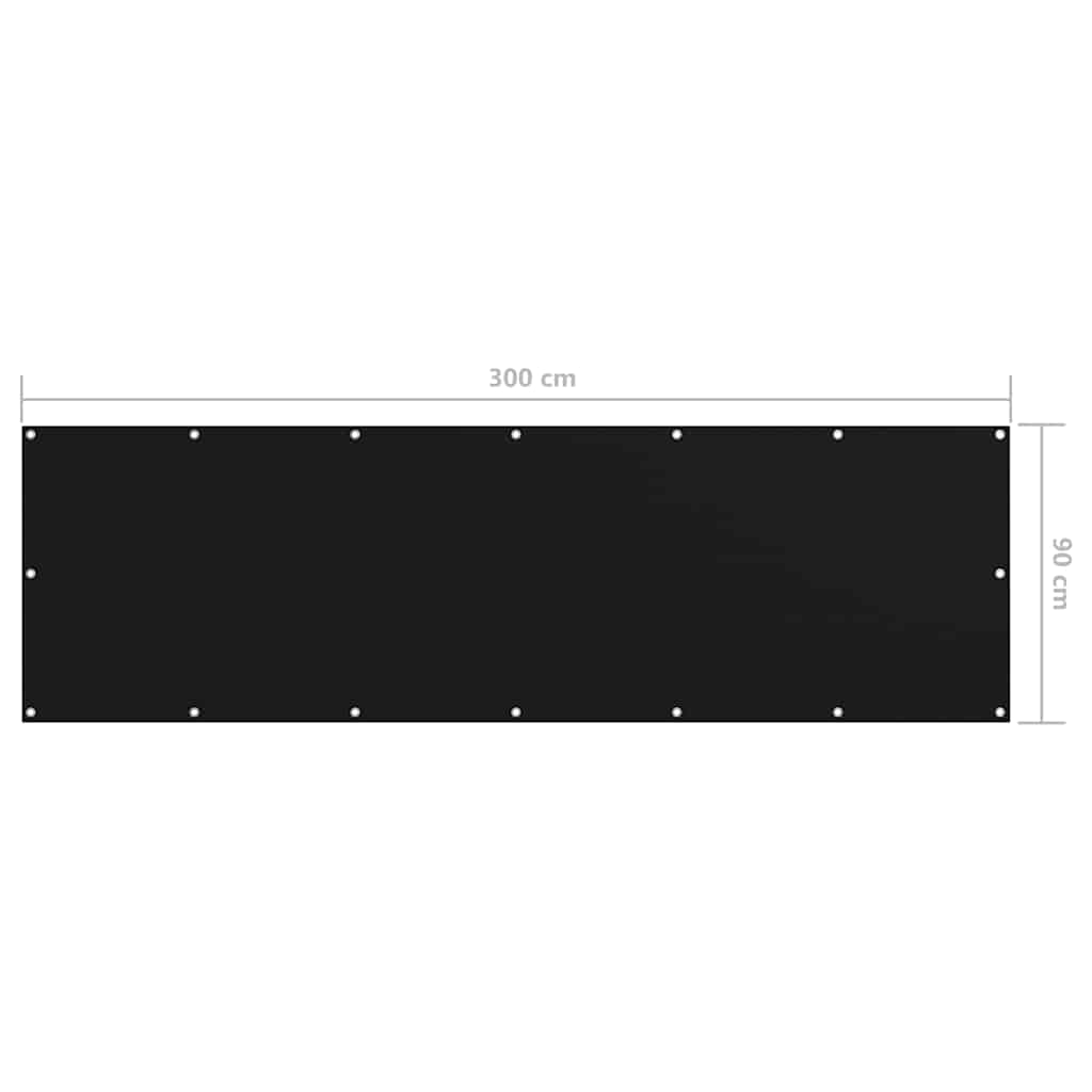 135060 vidaXL Balcony Screen Black 90x300 cm Oxford Fabric