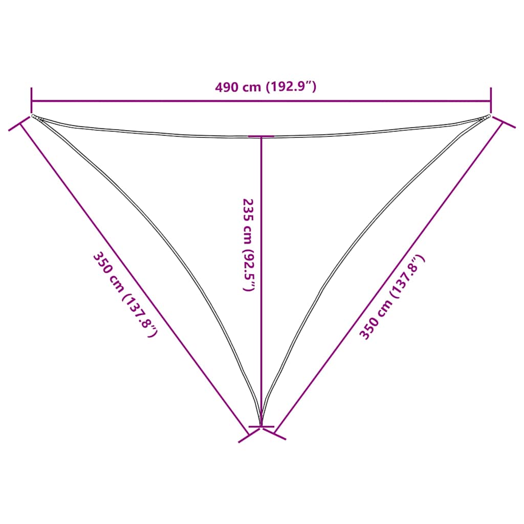 135285 vidaXL Sunshade Sail Oxford Fabric Triangular 3,5x3,5x4,9 m White