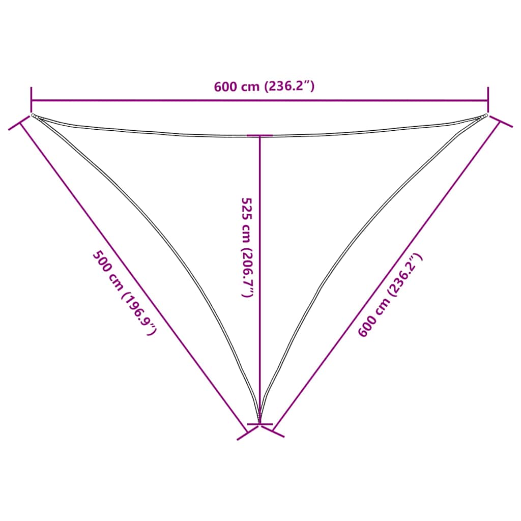 135291 vidaXL Sunshade Sail Oxford Fabric Triangular 5x6x6 m White
