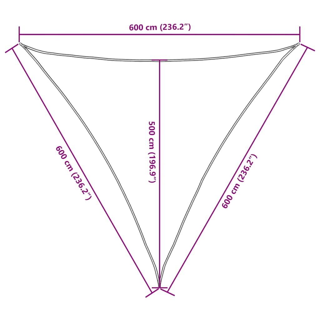 135515 vidaXL Sunshade Sail Oxford Fabric Triangular 6x6x6 m Dark Green