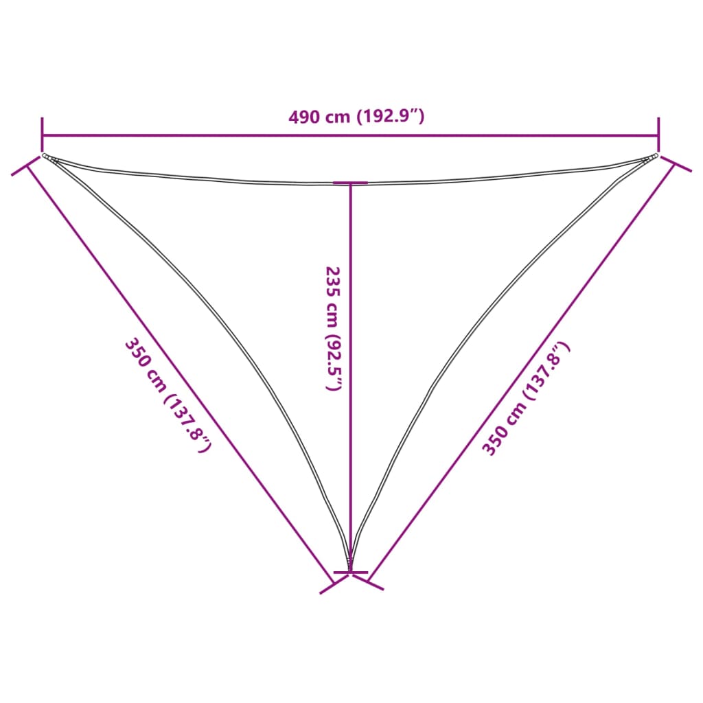 vidaXL Sunshade Sail Oxford Fabric Triangular 3.5x3.5x4.9 m Orange
