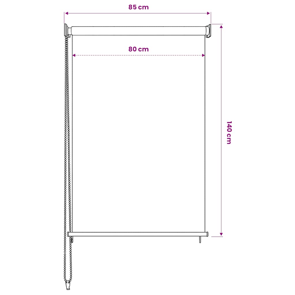 vidaXL Outdoor Roller Blind 85(W)x140(H) cm Beige