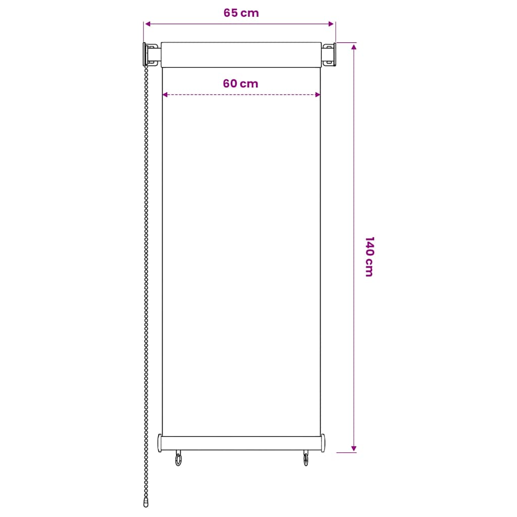 vidaXL Outdoor Roller Blind Cream 65(W)x140(H) cm HDPE