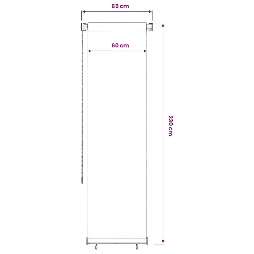 vidaXL Outdoor Roller Blind Cream 65(W)x230(H) cm HDPE