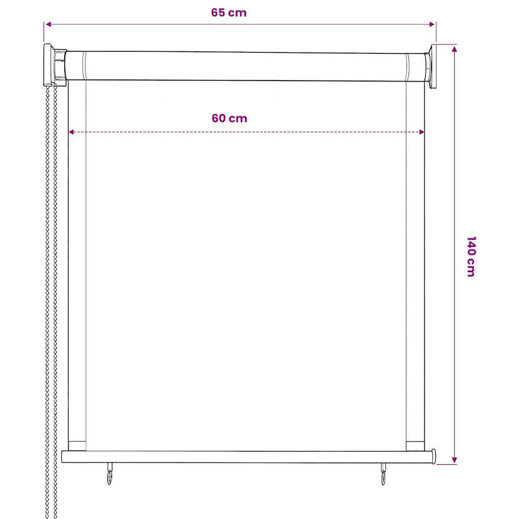 vidaXL Outdoor Roller Blind 65(W)x140(H) cm Anthracite