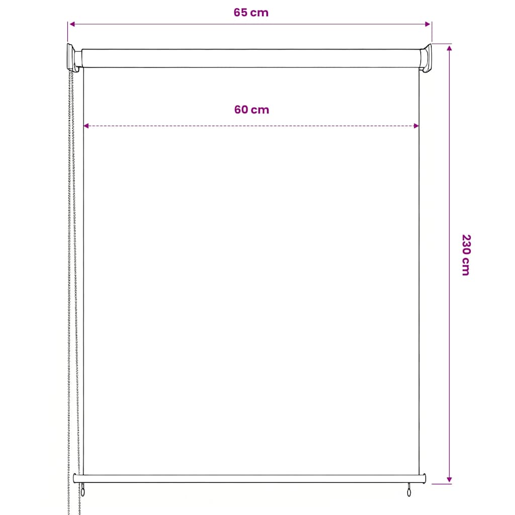 vidaXL Outdoor Roller Blind 65(W)x230(H) cm Anthracite