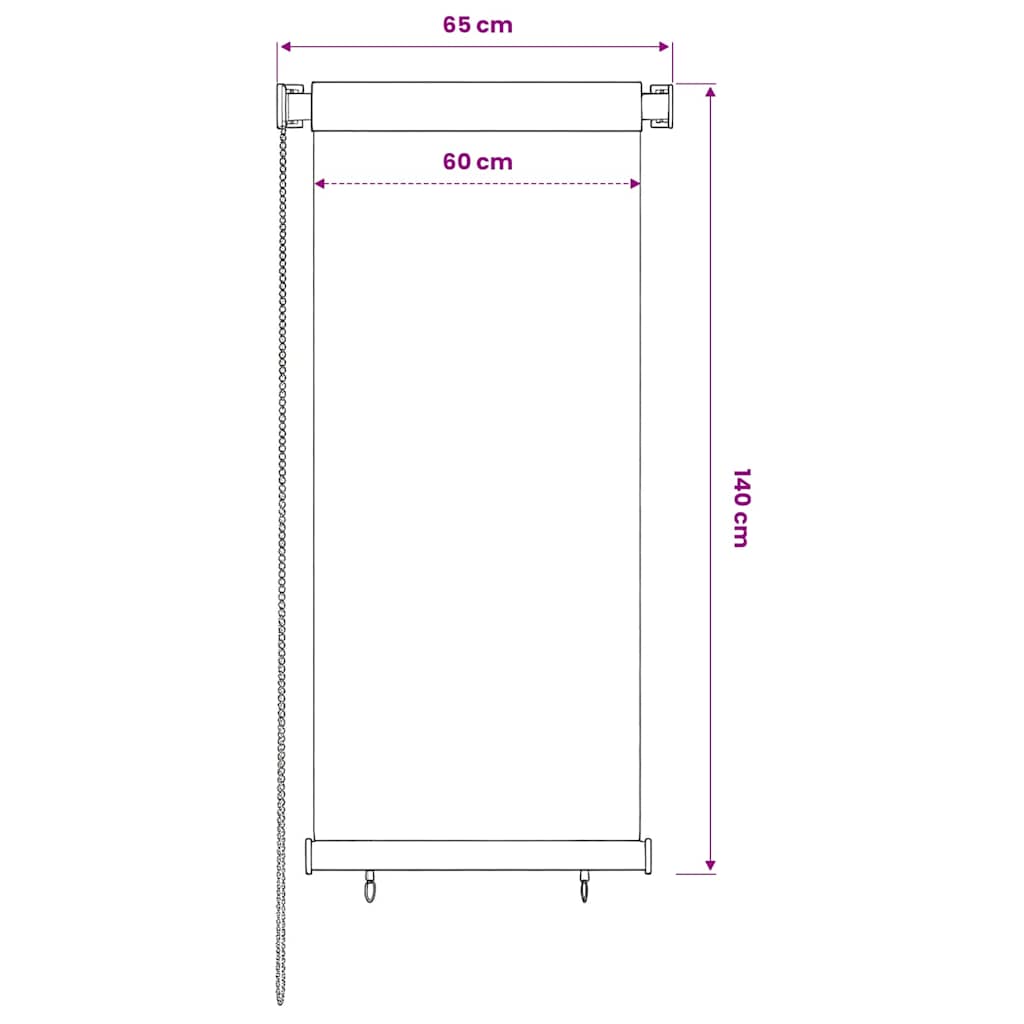 vidaXL Outdoor Roller Blind 65(W)x140(H) cm Dark Green HDPE