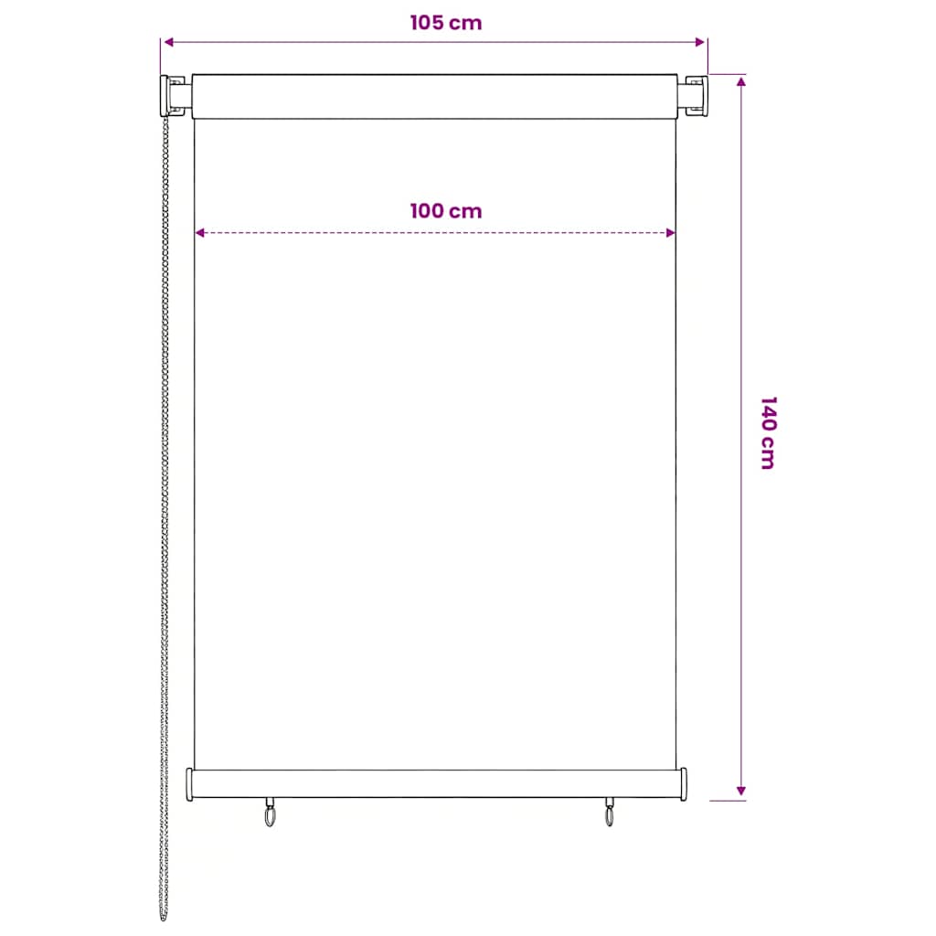 vidaXL Outdoor Roller Blind 105(W)x140(H) cm Dark Green HDPE