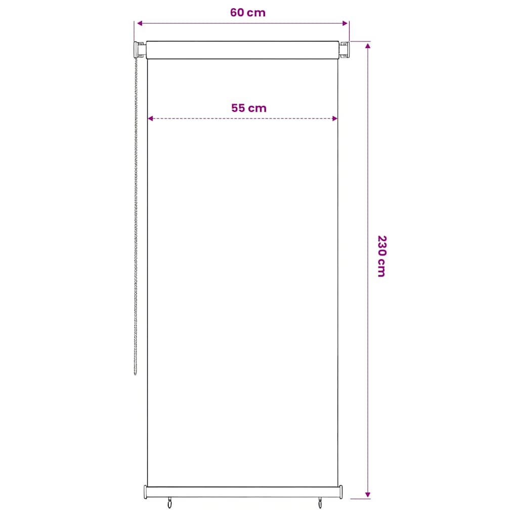 vidaXL Outdoor Roller Blind 65(W)x230(H) cm Dark Green HDPE