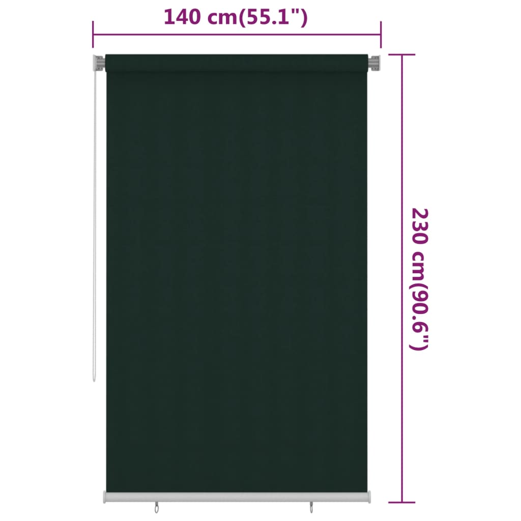 vidaXL Outdoor Roller Blind 140x230 cm Dark Green HDPE