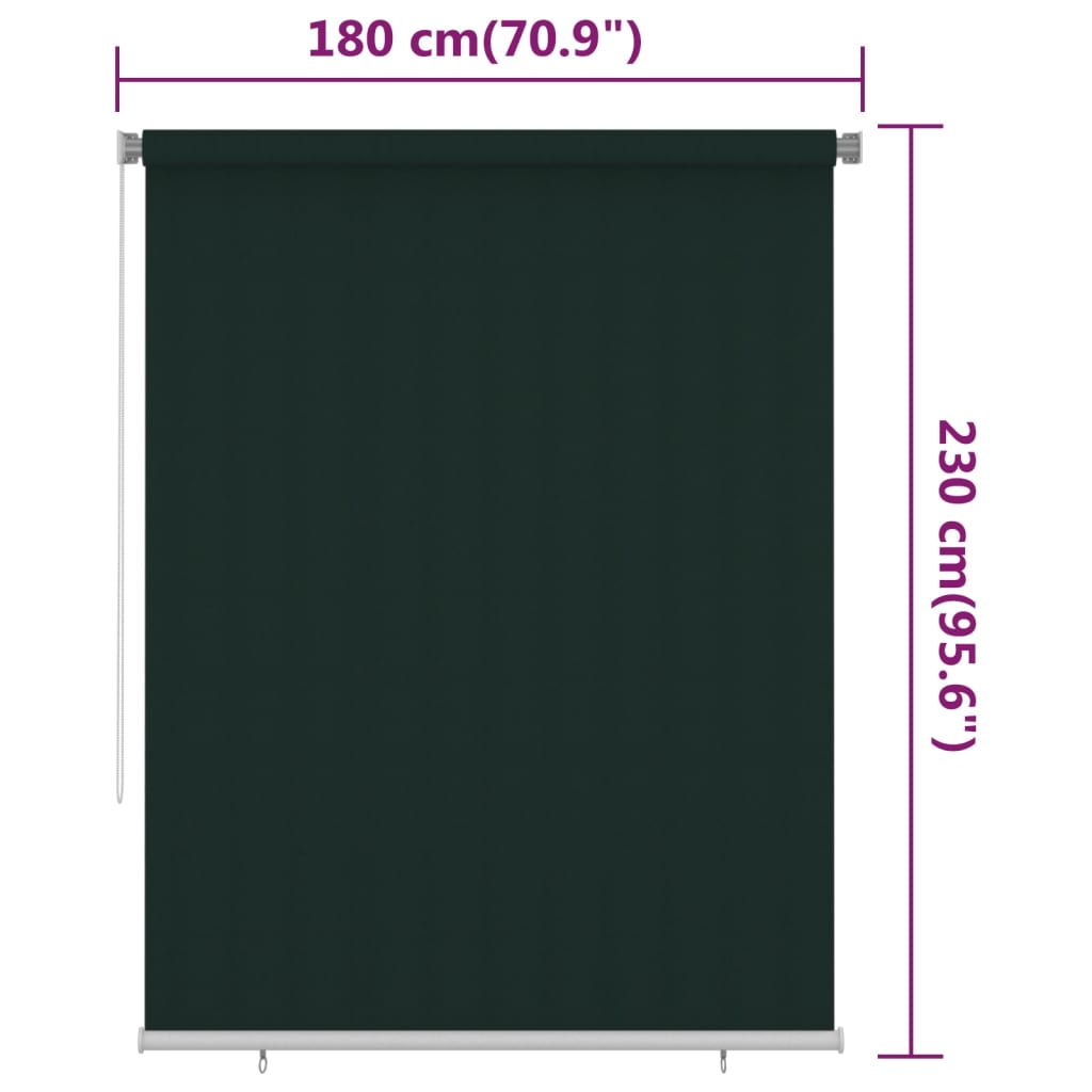 vidaXL Outdoor Roller Blind 180x230 cm Dark Green HDPE