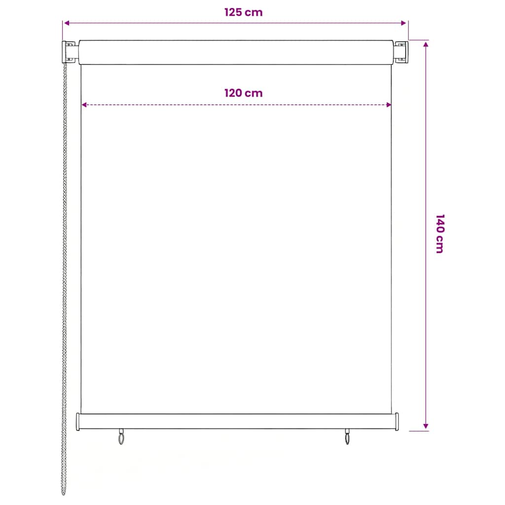 vidaXL Outdoor Roller Blind 125(W)x140(H) cm Blue HDPE