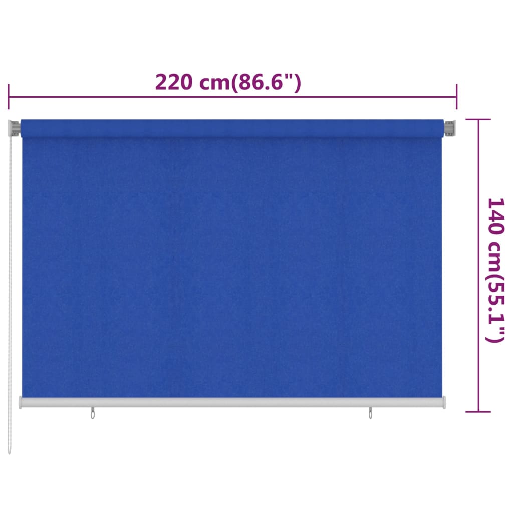 312843 vidaXL Outdoor Roller Blind 220x140 cm Blue HDPE