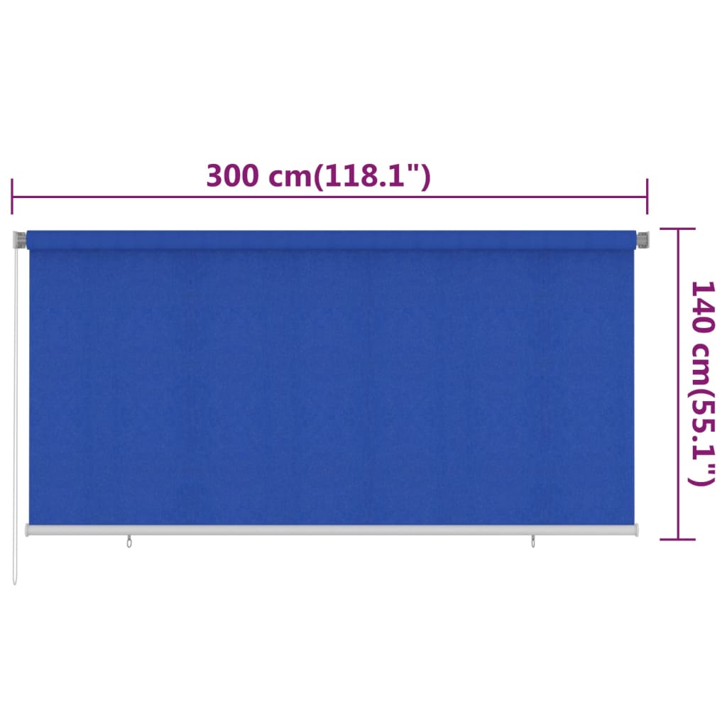 vidaXL Outdoor Roller Blind 300x140 cm Blue HDPE