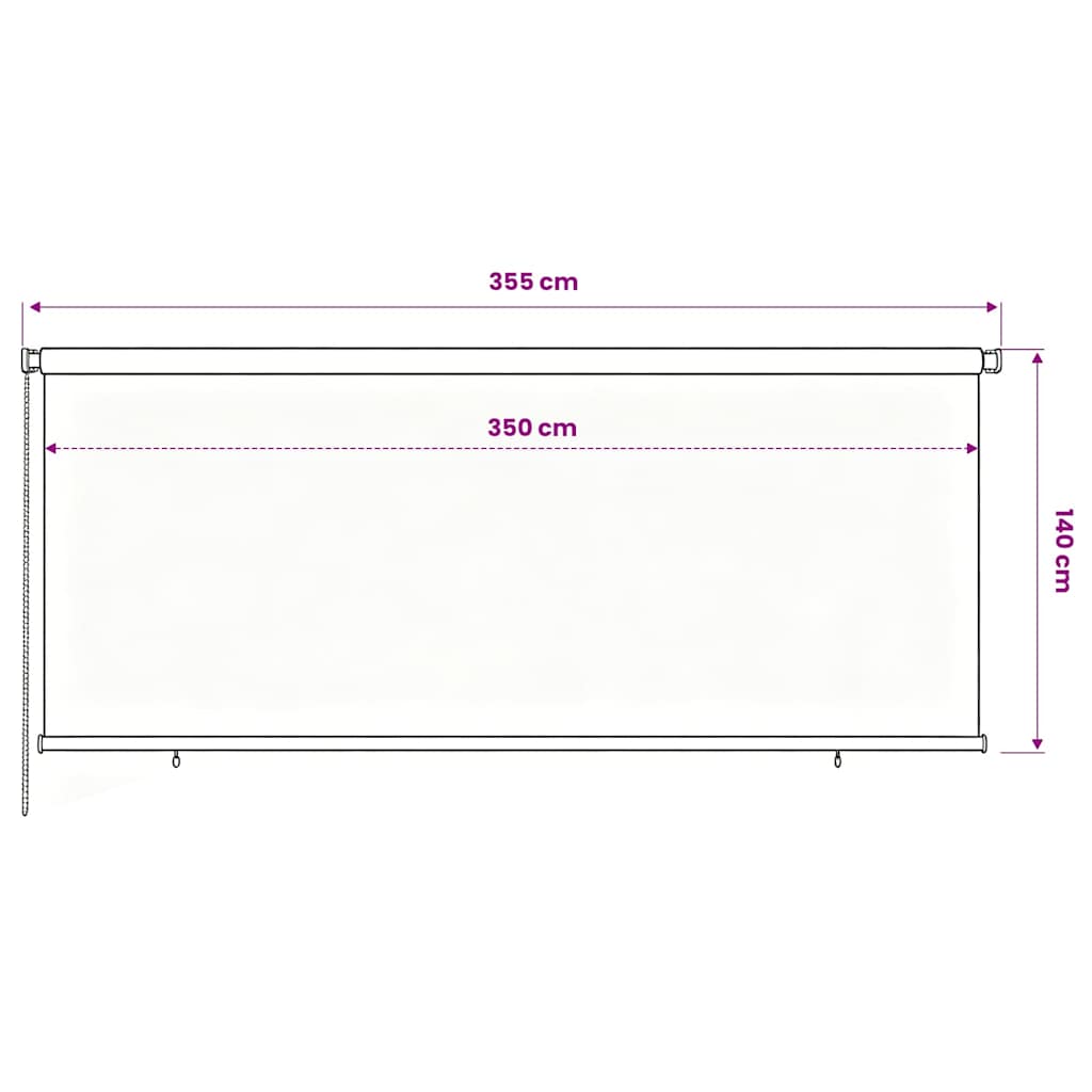 vidaXL Outdoor Roller Blind 355(W)x140(H) cm Blue HDPE