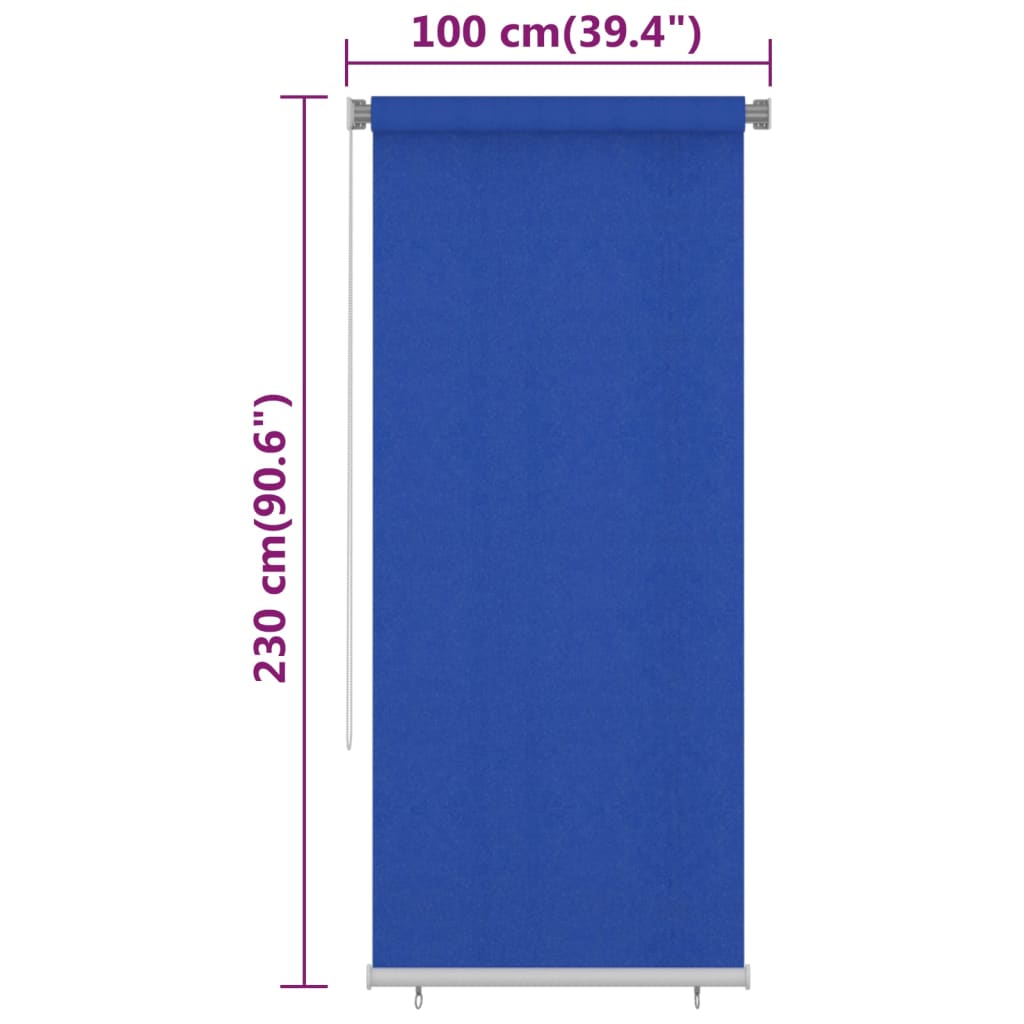 vidaXL Outdoor Roller Blind 100x230 cm Blue HDPE