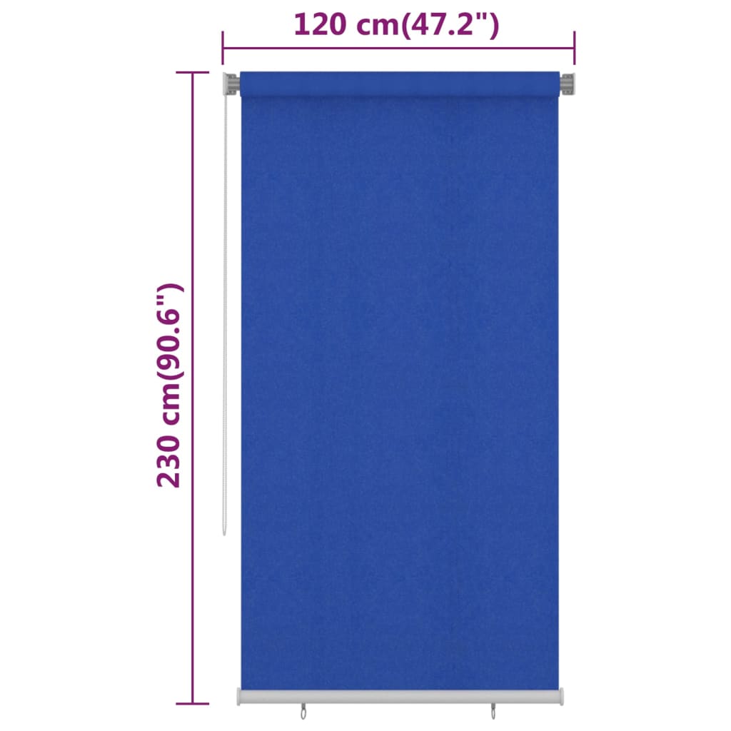 vidaXL Outdoor Roller Blind 120x230 cm Blue HDPE