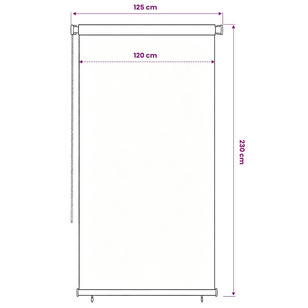 vidaXL Outdoor Roller Blind 125(W)x230(H) cm Blue HDPE