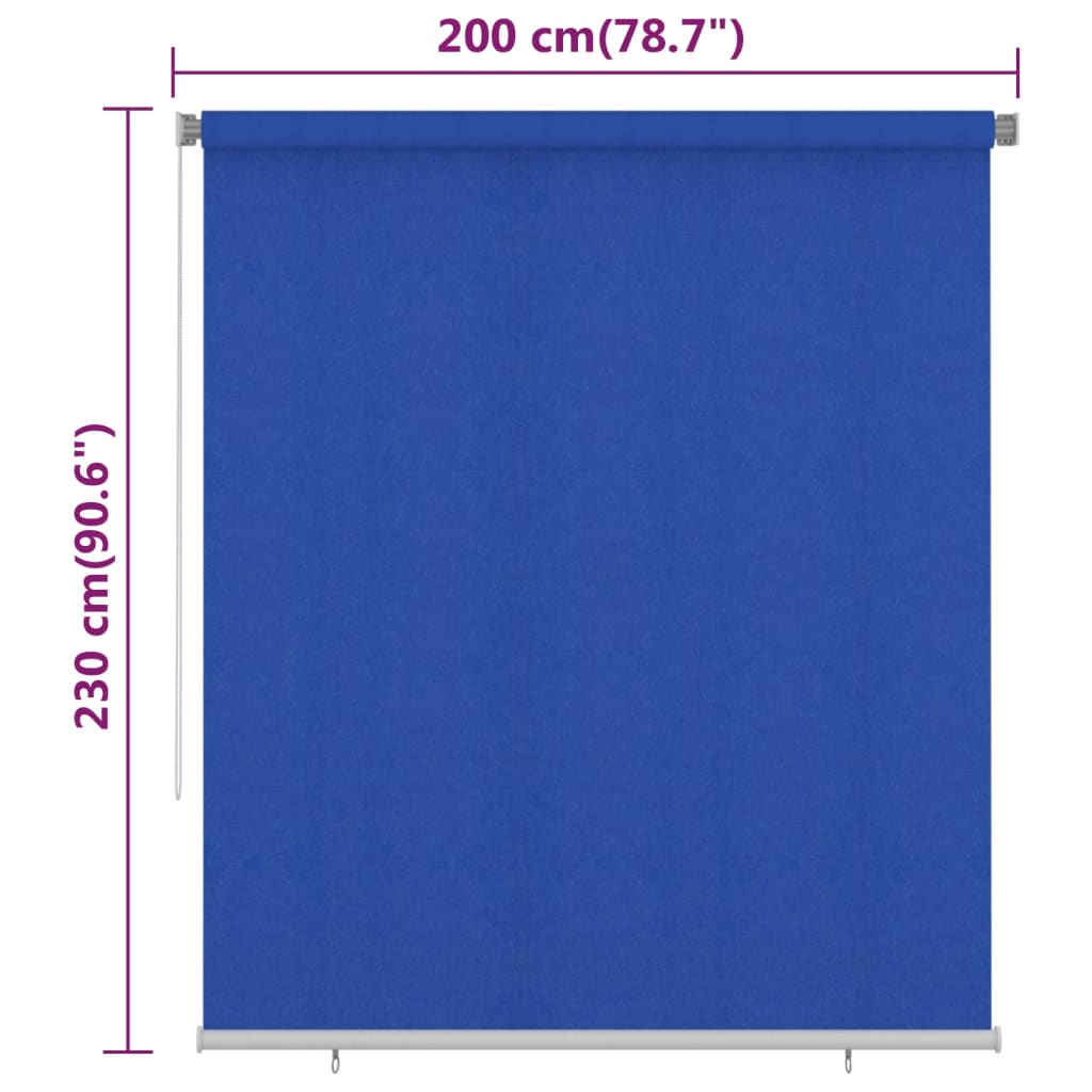 vidaXL Outdoor Roller Blind 200x230 cm Blue HDPE