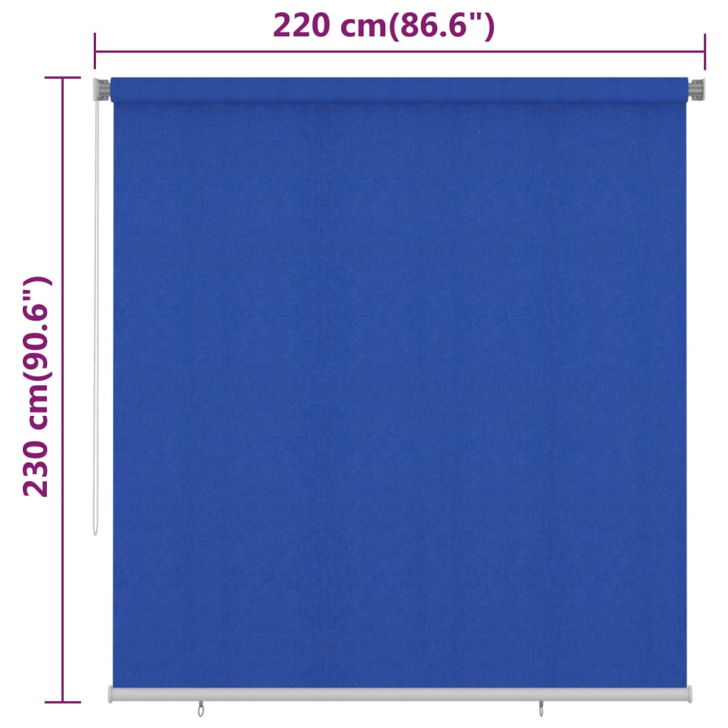 312856 vidaXL Outdoor Roller Blind 220x230 cm Blue HDPE