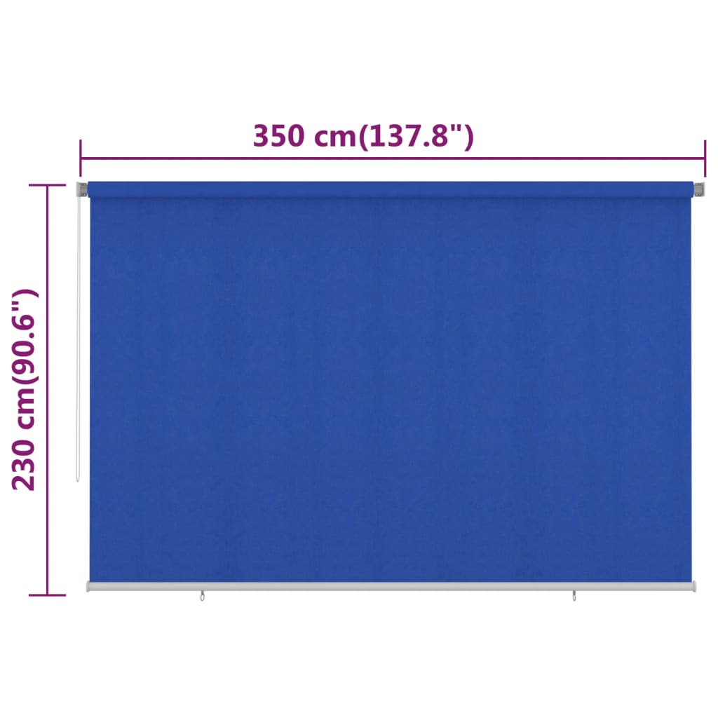 vidaXL Outdoor Roller Blind 350x230 cm Blue HDPE