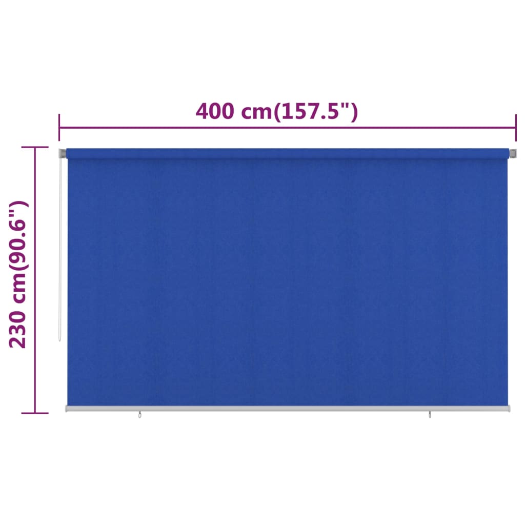 vidaXL Outdoor Roller Blind 400x230 cm Blue HDPE