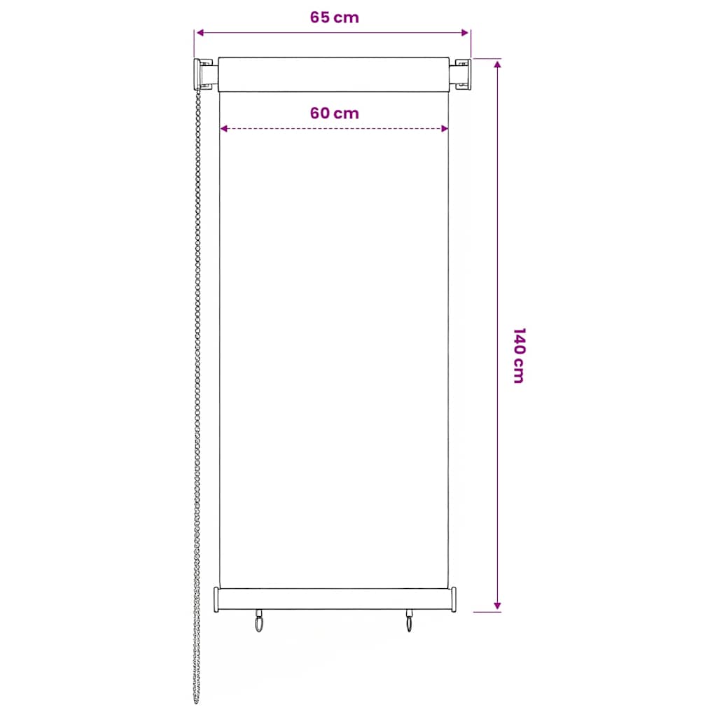 vidaXL Outdoor Roller Blind 65(W)x140(H) cm Black