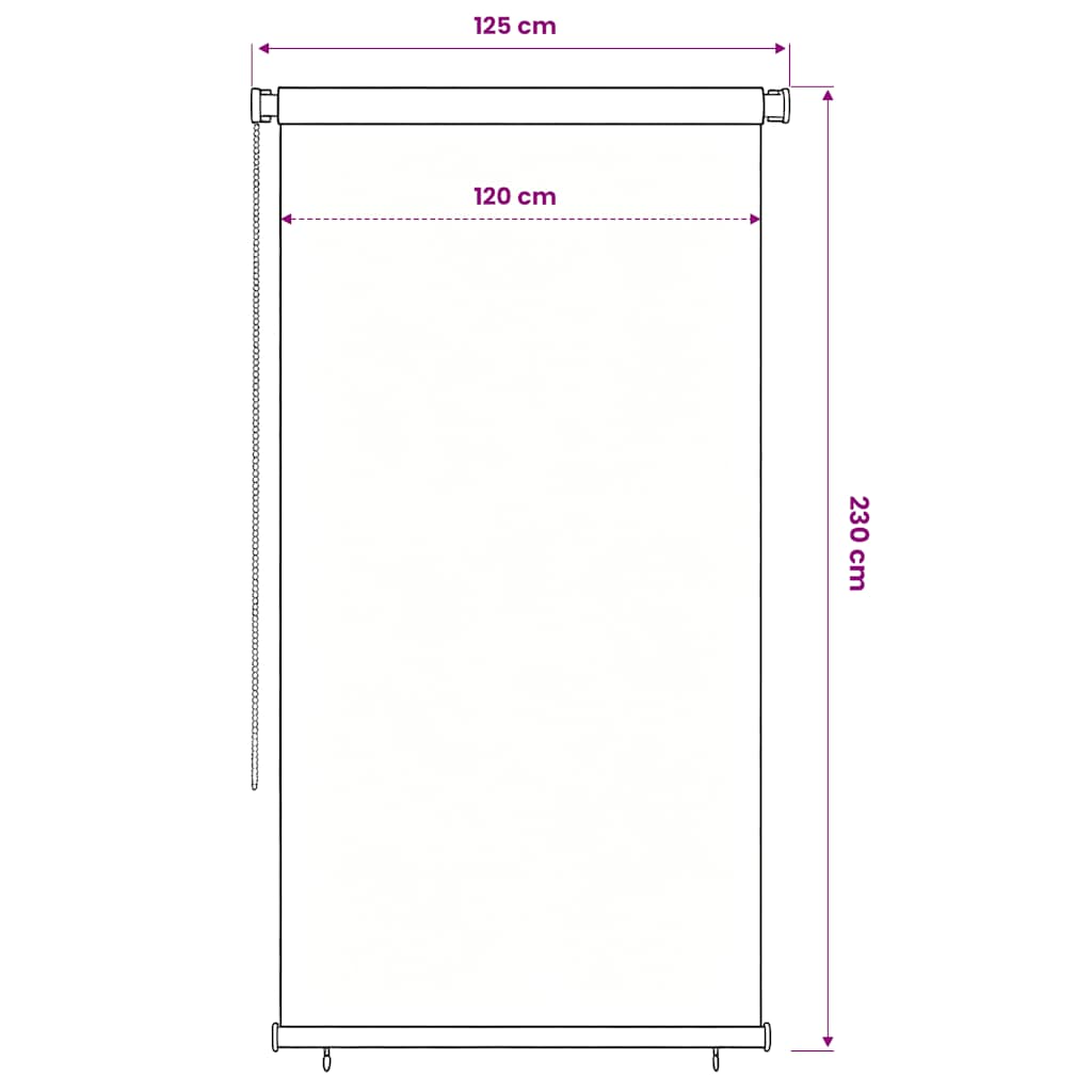 vidaXL Outdoor Roller Blind 125(W)x230(H) cm Black