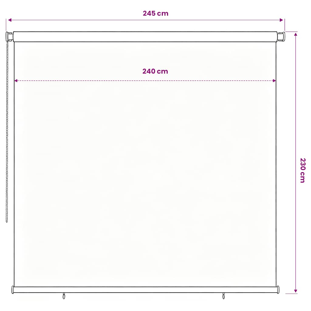 vidaXL Outdoor Roller Blind 185(W)x230(H) cm Black