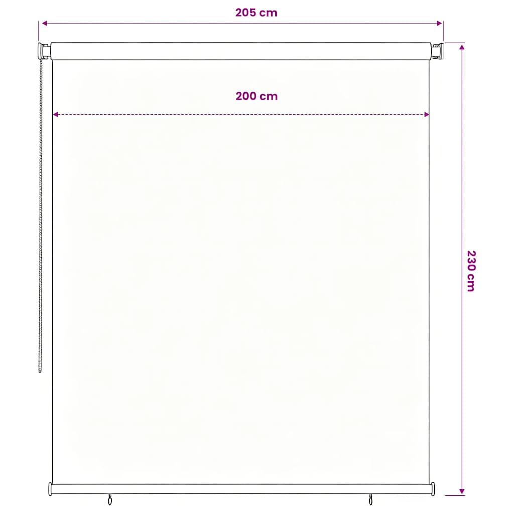 vidaXL Outdoor Roller Blind 225(W)x230(H) cm Black