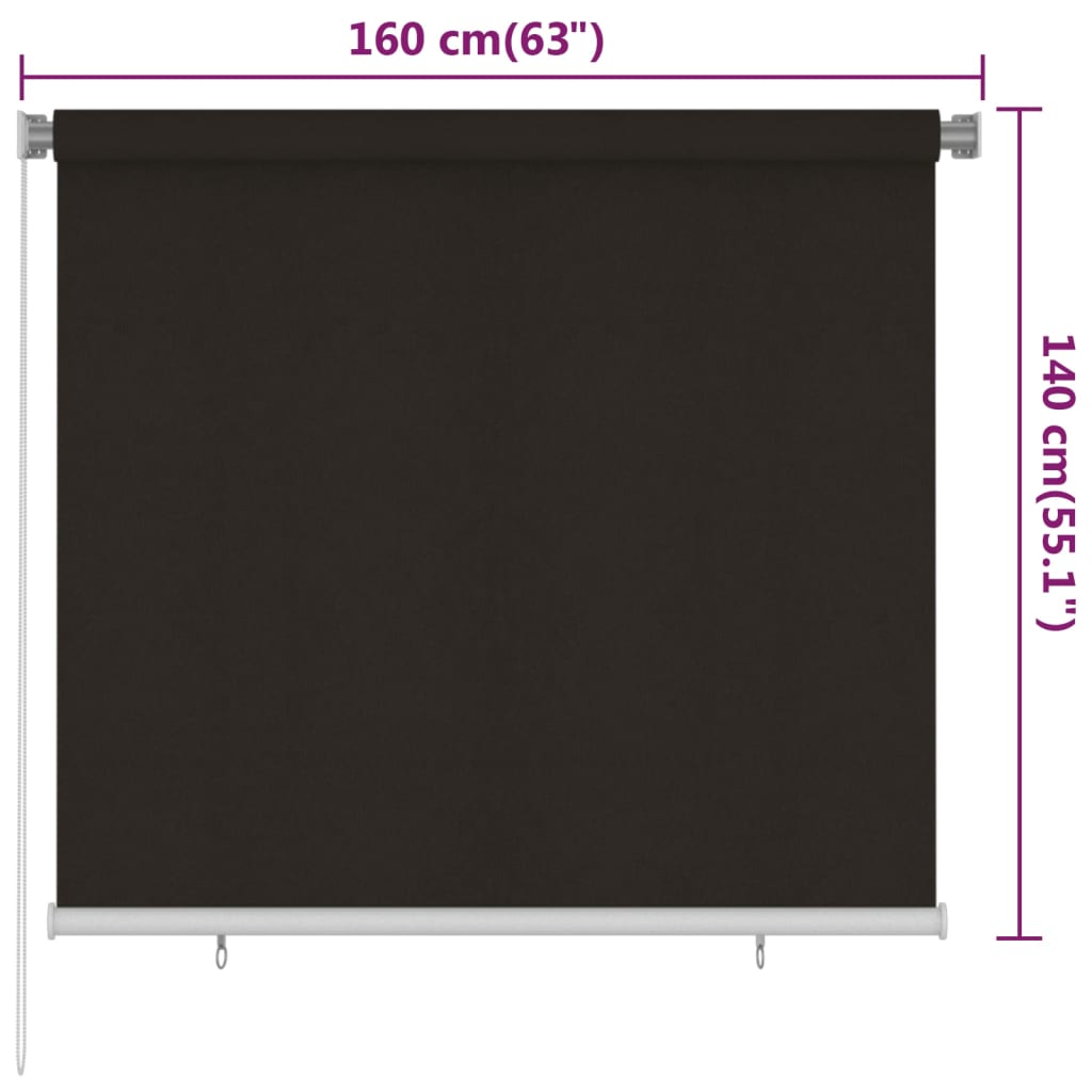 312970 vidaXL Outdoor Roller Blind 160x140 cm Brown HDPE