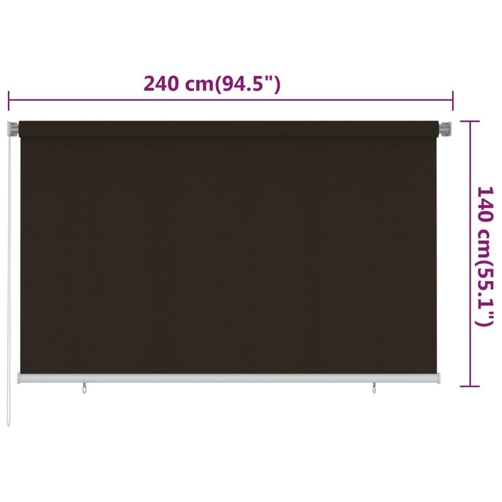 vidaXL Outdoor Roller Blind 240x140 cm Brown HDPE