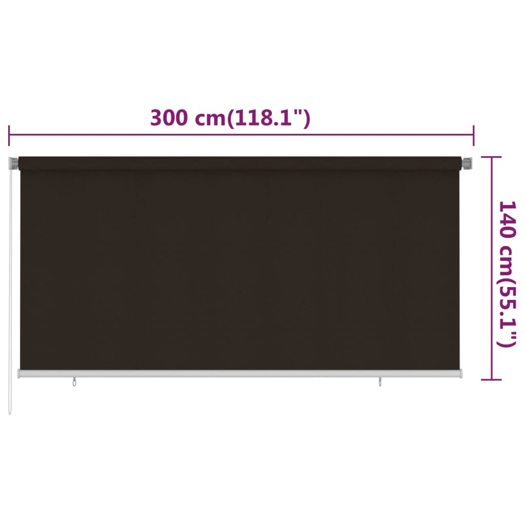 vidaXL Outdoor Roller Blind 300x140 cm Brown HDPE