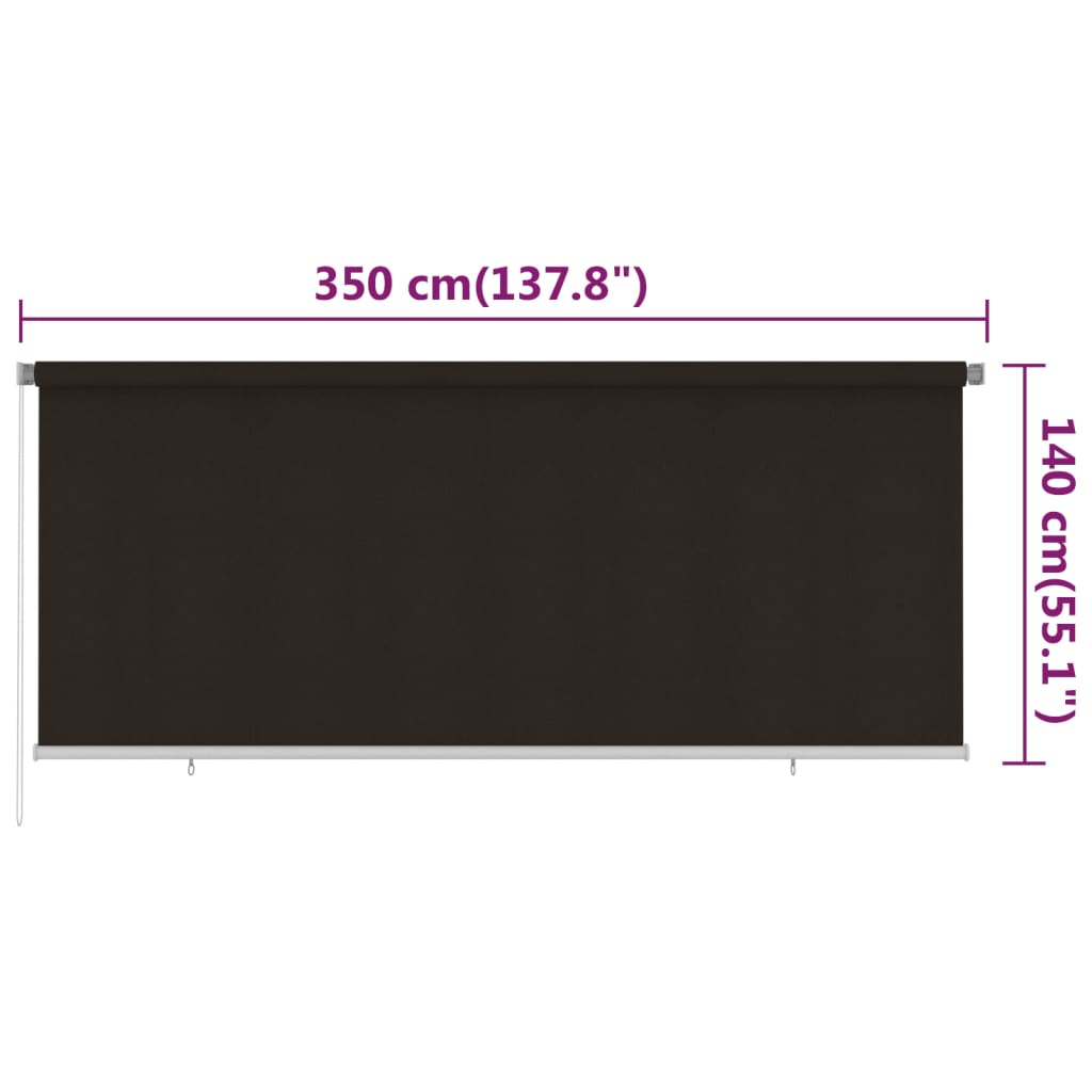 vidaXL Outdoor Roller Blind 350x140 cm Brown HDPE