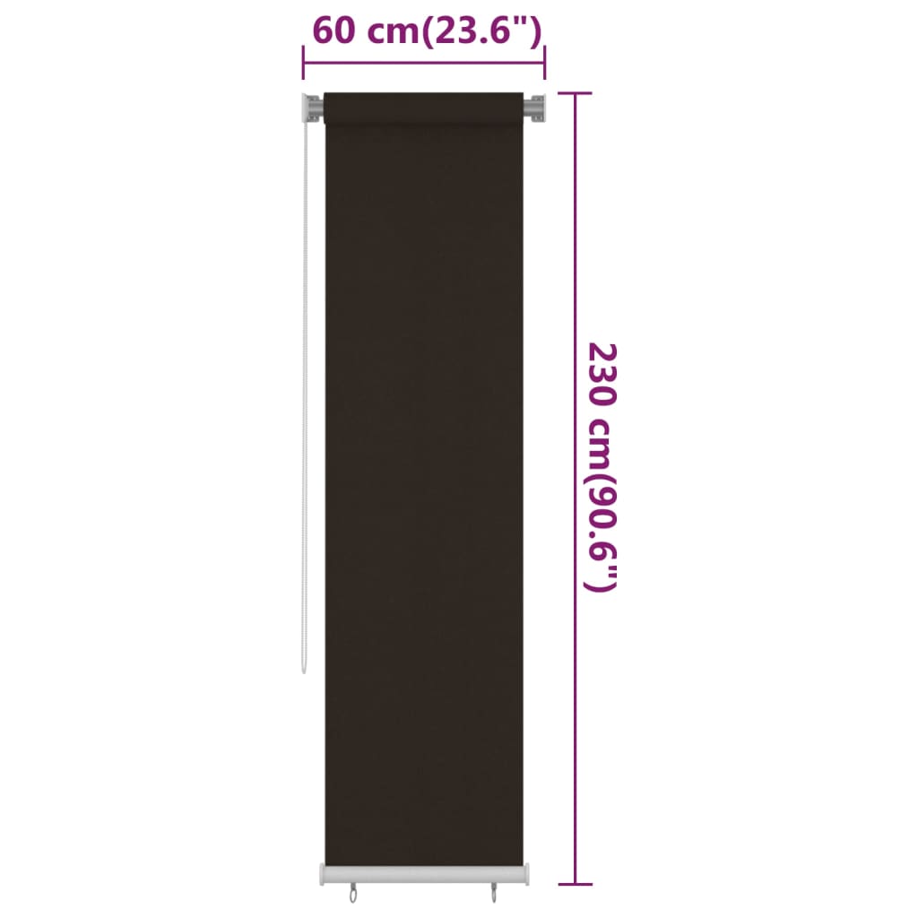 vidaXL Outdoor Roller Blind 60x230 cm Brown HDPE